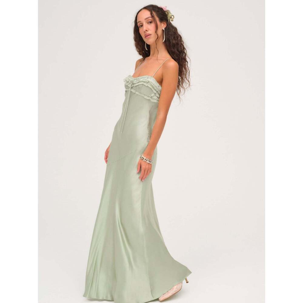For Love & Lemons Natalie Maxi Dress S / Desert Sage - Picture 2 of 3